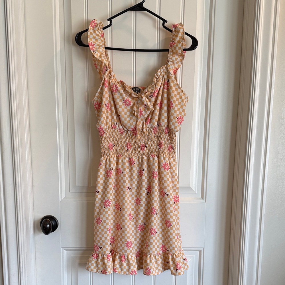 Lily Rose Floral Checkered Midi Dress